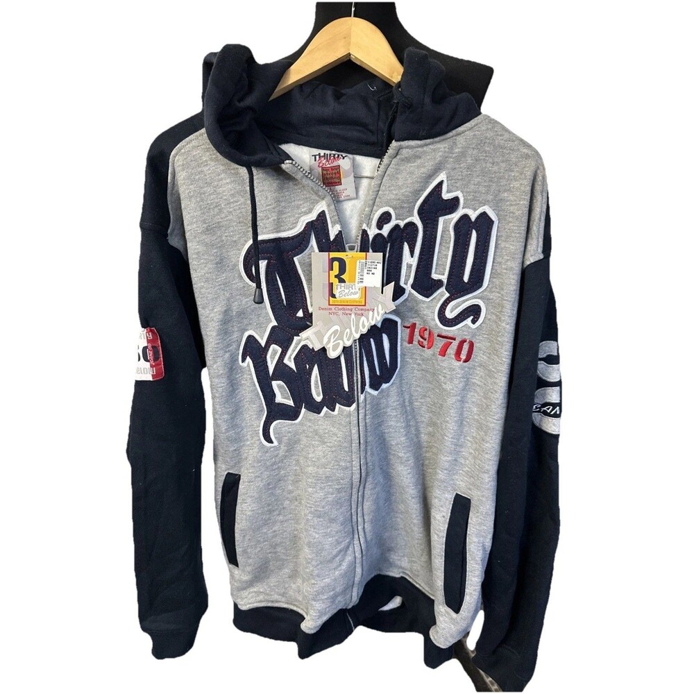 Vintage Thirty Below Zip Hoodie Jacket XL Y2K Embroidered NWT